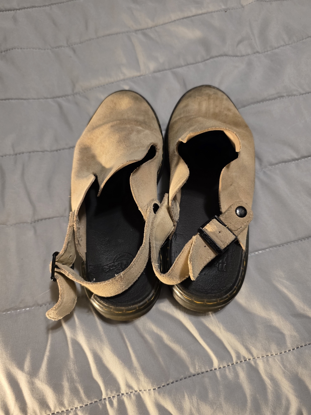 Dr. Martens Beige Suede Carlson Clogs View 2
